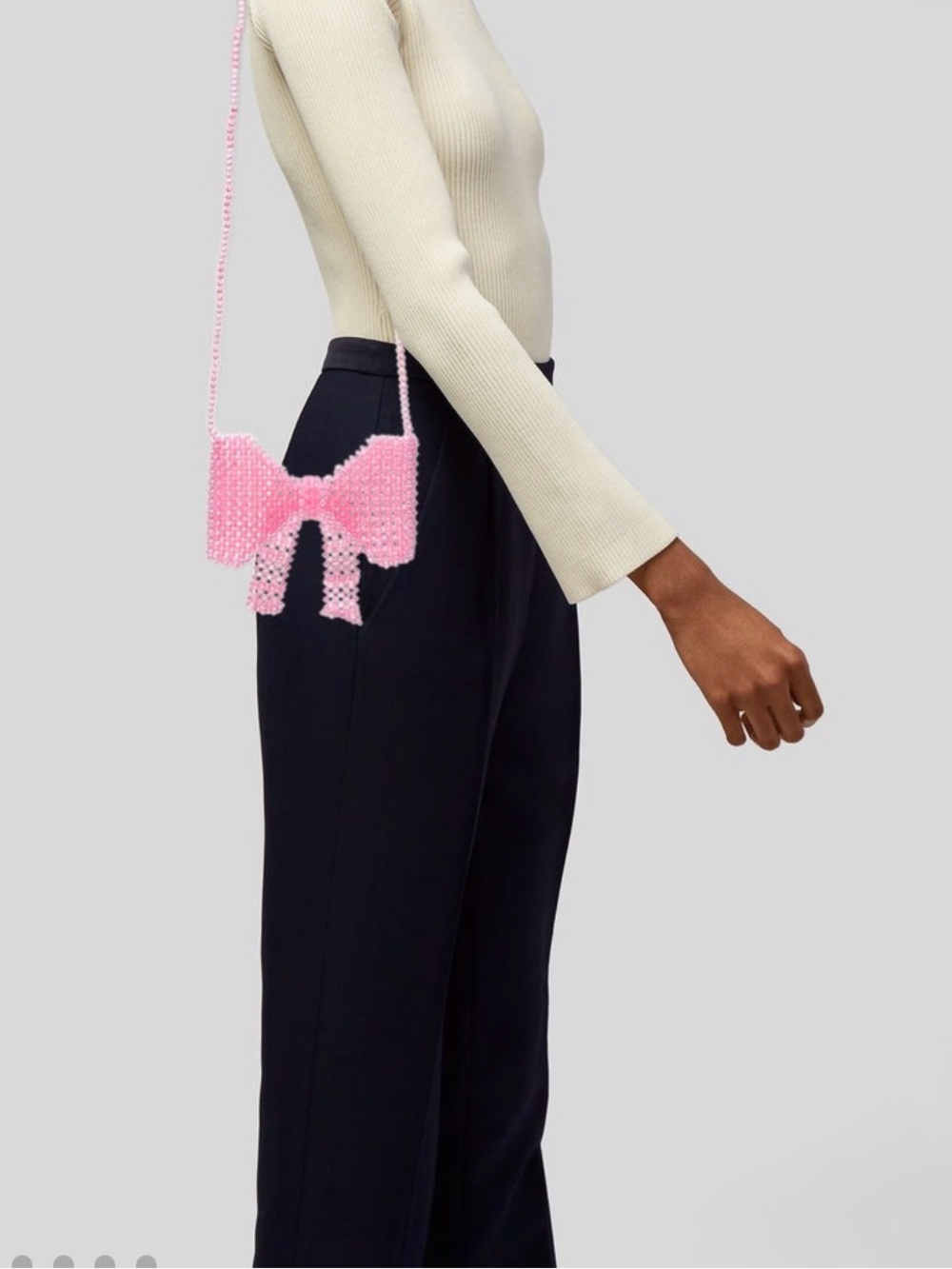 Susan Alexandra Pink Beaded Bow Mini Crossbody